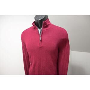 Jos A Bank 1/4 Zip Sweater 100% Wool Pullover Merlot Mens Size Medium
